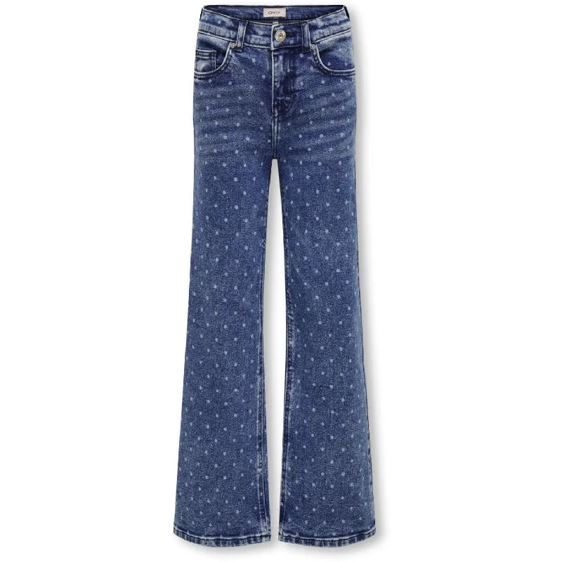 Club Jeans for Social -kids ONLY Medium Blue Denim Dot Juicy Life Dot Print Wide Denim Jeans