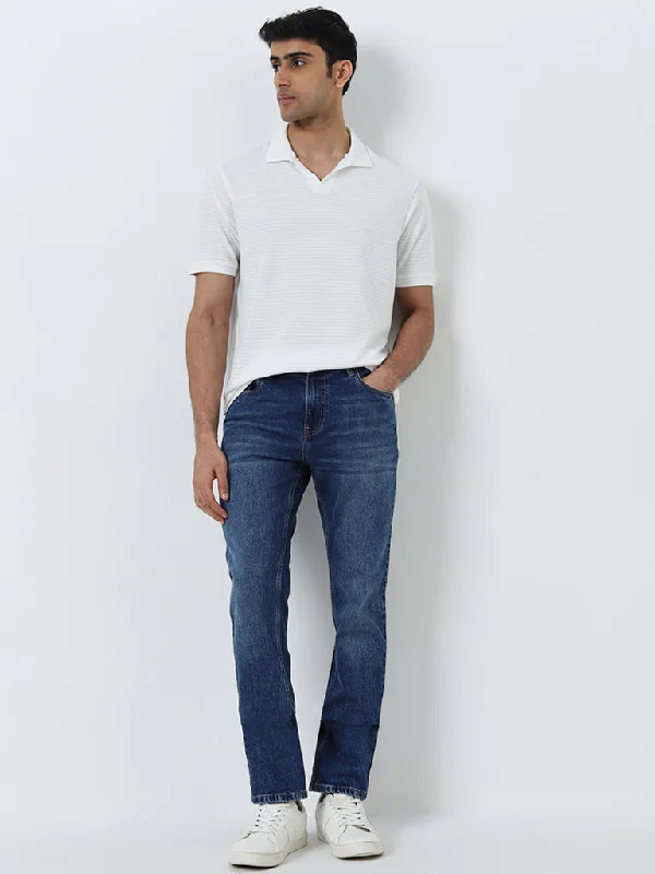 Gray Jeans for Neutral Tone -WES Casuals Blue Washed Slim - Fit Mid - Rise Jeans