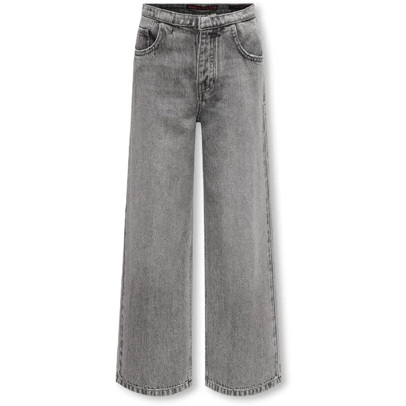 Frayed Hem Jeans for Edgy -kids ONLY Light Grey Denim Spring Wide Denim Jeans Red Dia