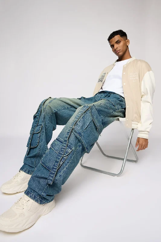 Christmas Jeans for Seasonal -Phantom Blue Men's Baggy Cargo Jeans