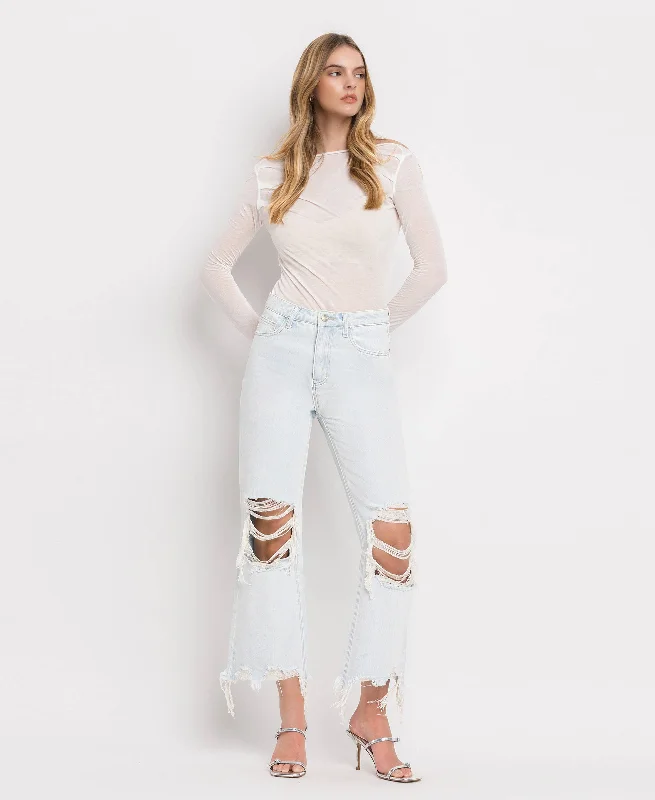 Button Fly Jeans for Traditional -Vervet 90's Vintage Super High Rise Crop Flare Jeans