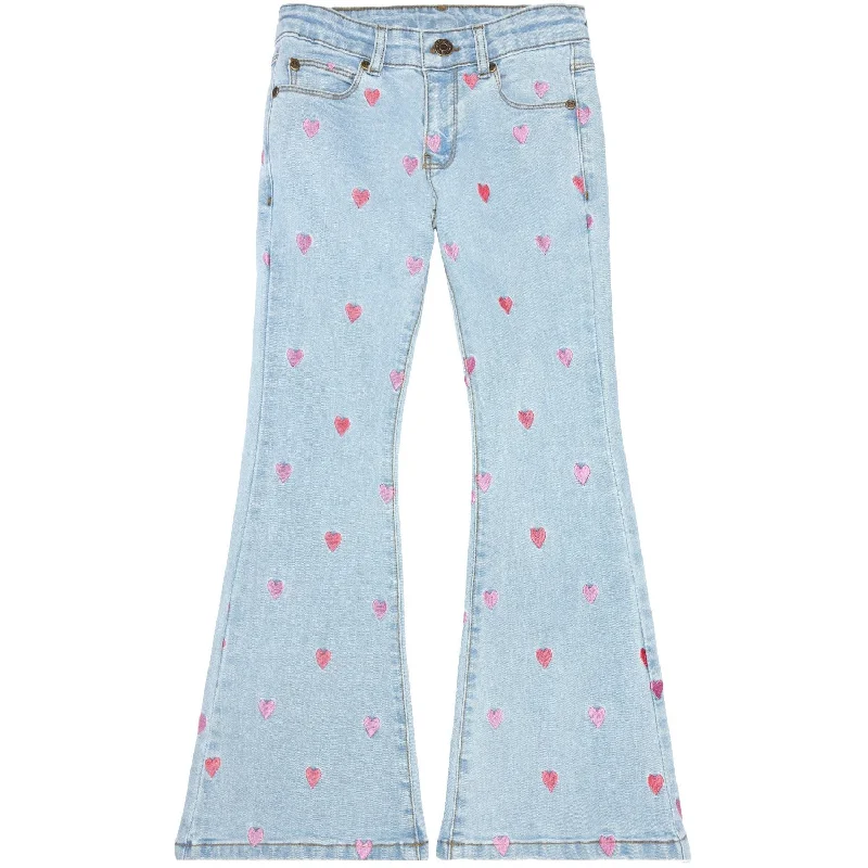 Gym Jeans for Workout -The New Light Blue Denim Laflared Embroidery Jeans