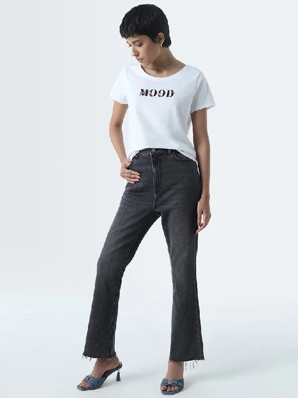 Relaxed Jeans for Comfortable -LOV Grey Straight - Fit High - Rise Jeans