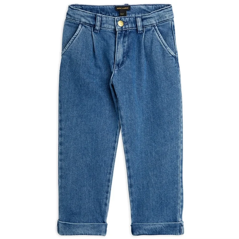 Wide Leg Jeans for Comfort -Mini Rodini Denim Chinos Blue