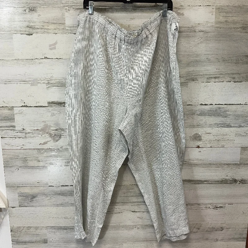 High-rise flare pants for vintage chic appeal -Pants Other By Eileen Fisher In Blue & White, Size: 2x