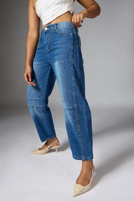 Straight Jeans for Classic Style -Yale Blue Barrel Leg Jeans