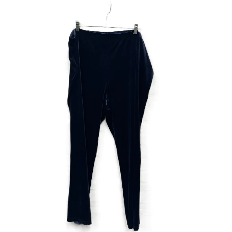 Warm flannel pants for chilly morning lounging -Pants Lounge By Susan Graver In Blue, Size: 2x