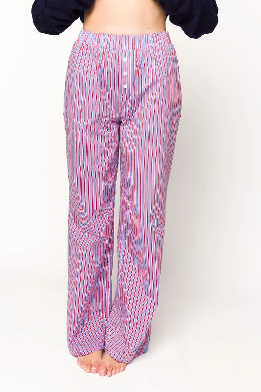 Affordable denim pants for everyday rugged use -Shea Striped Pajama Pants in Blue/Red