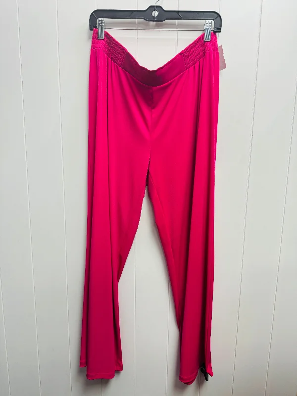 Pleated trousers pants for sophisticated gentleman charm -Pants Wide Leg By Iman Hsn In Pink, Size: Xlp