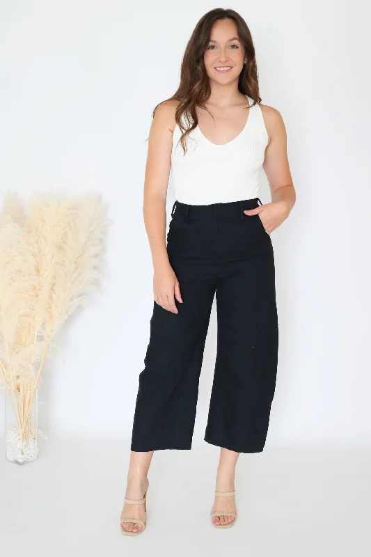 Elegant palazzo pants for formal party outfits -Leelah Pant - Black- Final Sale