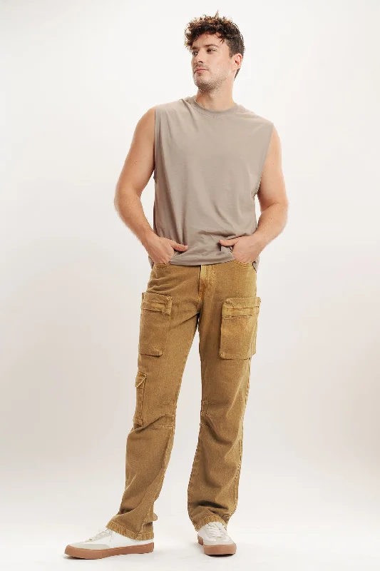 Designer Jeans for Luxury -Men's Brown Straight Jeans