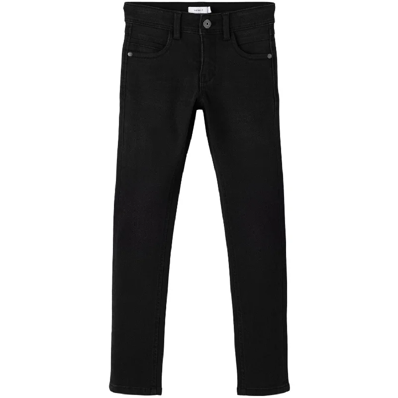 Decorated Back Pocket Jeans for Style -Name It Black Silas Xslim Jeans Noos