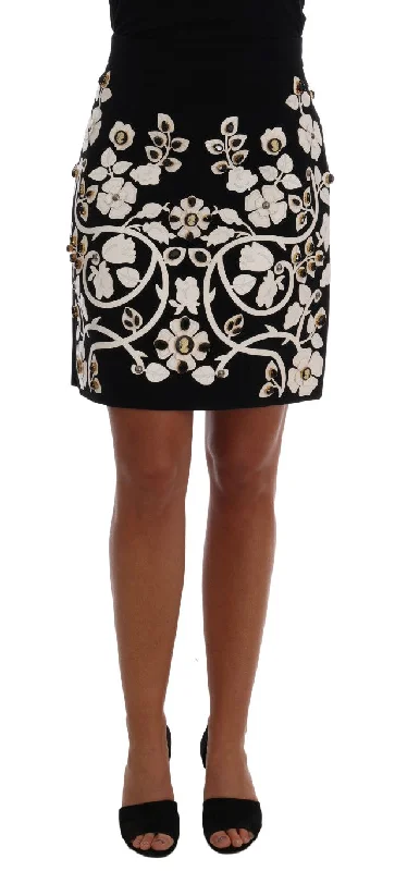 Pleated Long Skirts for Texture -Dolce & Gabbana   Floral Baroque Crystal Pencil Women's Skirt