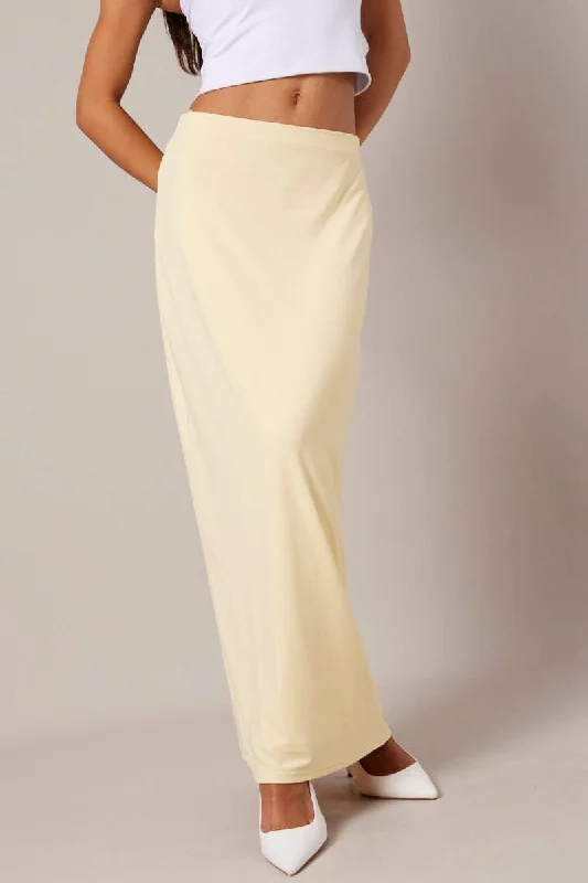 Black Long Skirts for Versatile -Yellow Supersoft Slim Fit Maxi Skirt