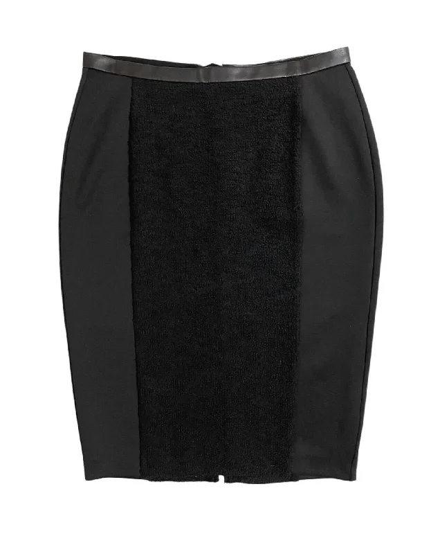 Bermuda Short Skirts for Casual -Women's Scuba Boucle Contrast Pencil Skirt In Black