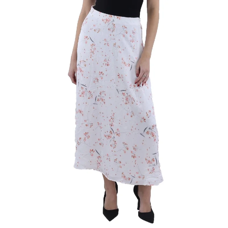 Wrap Long Skirts for Adjustable -Womens Chiffon Floral Print A-Line Skirt