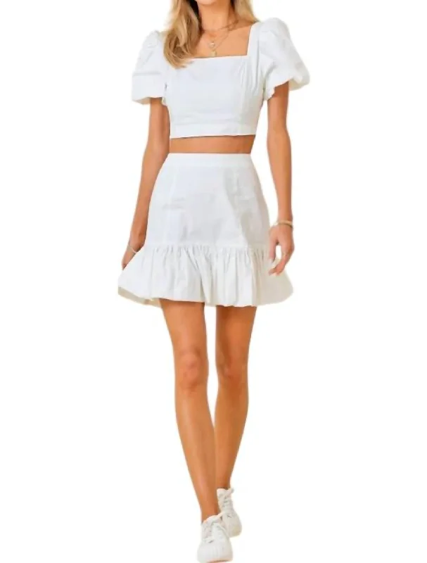 Long Skirts for Resort Wear -Ruffle Hem Skirt In White