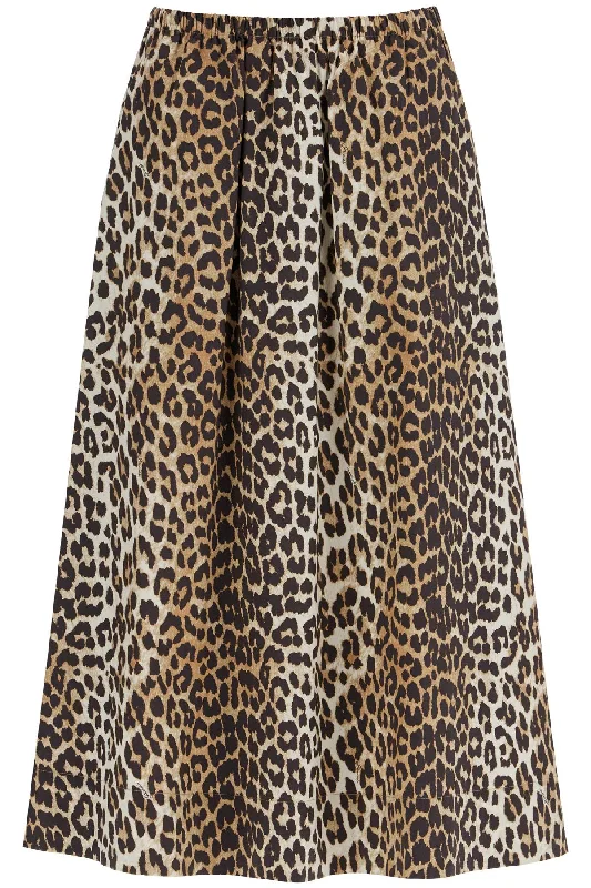 Long Skirts for Business Meeting -Ganni Women's Long Leopard Print Maxi Skirt