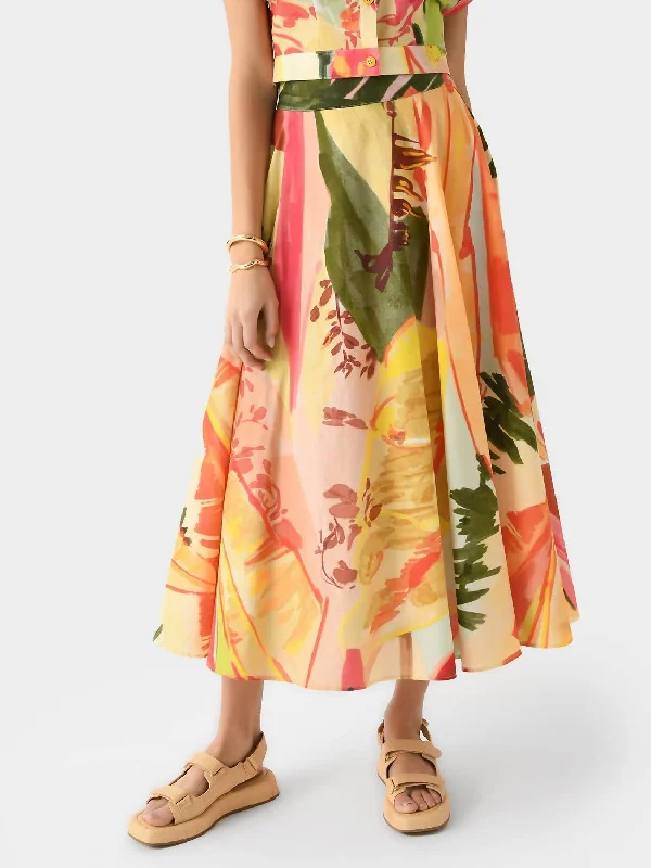 Straight Long Skirts for Classic -Mykah Midi Skirt In Rainforest Print