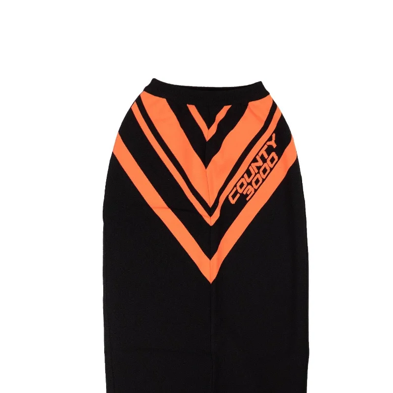 Celtic Long Skirts with Knotwork -Marcelo Burlon Knit Diagonal Tube Midi Skirt - Black/Faded Orange