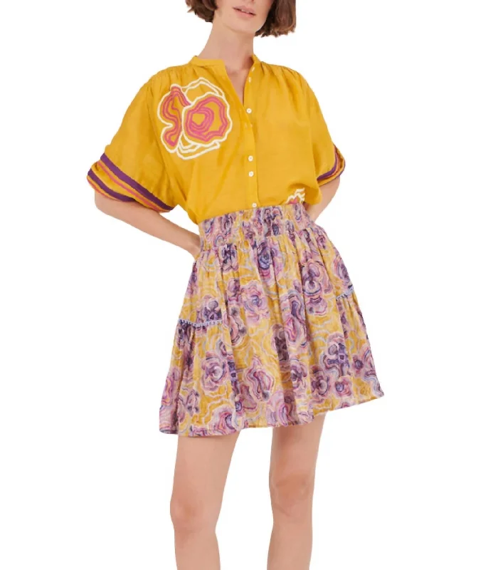 A-line Short Skirts for Flattering -Femi Skirt In Mikkel Mustard