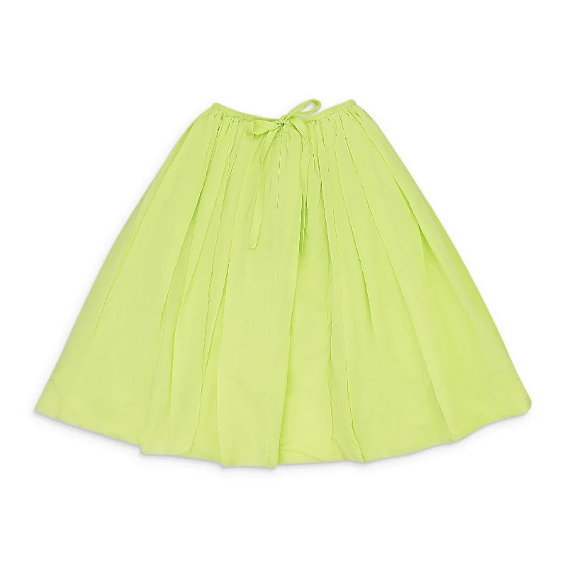 Gray Long Skirts for Subtle -NONNA APRON LIME FLARED SKIRT