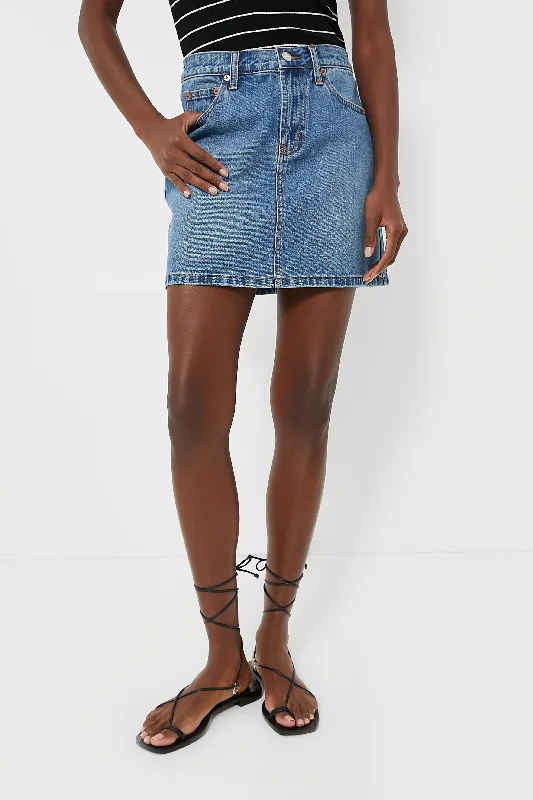 Stretch denim skirts for comfy wear -Copenhagen Medium Wash Standard Denim Mini Skirt