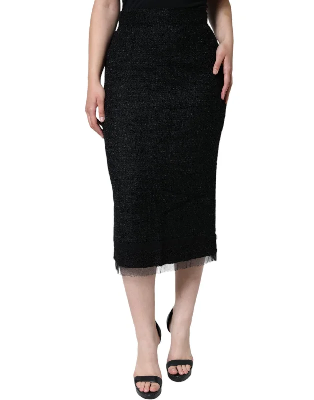 Skort Short Skirts for Practical -Dolce & Gabbana  Virgin Wool Pencil Cut Midi Women's Skirt