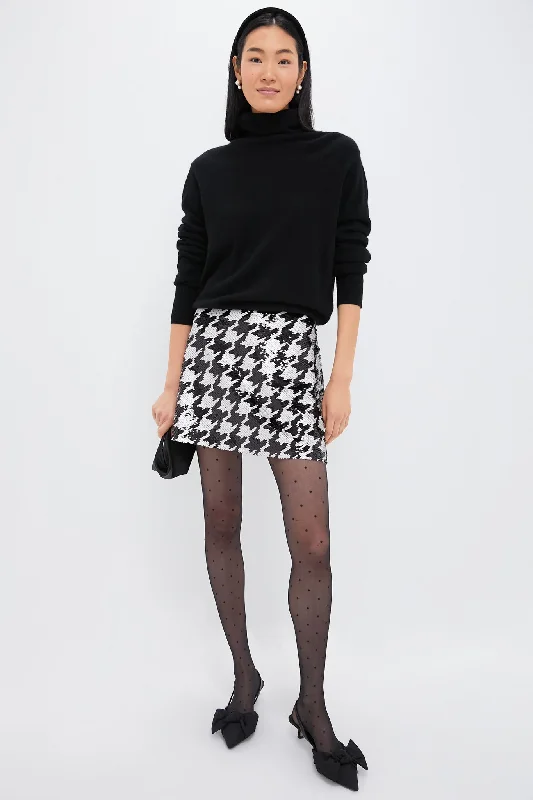 Wrap skirts for easy adjustable fit -Houndstooth Sequin Meg Mini Skirt