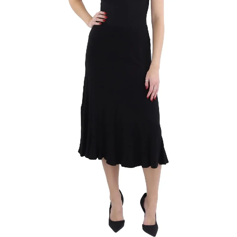 Flared Long Skirts for Drama -Womens Office Mid-Calf Midi Skirt