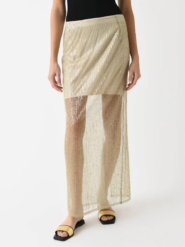 Pleated Long Skirts for Texture -Sequin Maxi Skirt In Bog