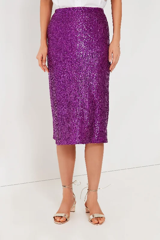 Vintage denim skirts for nostalgic charm -Violet Sequin Jolette Skirt