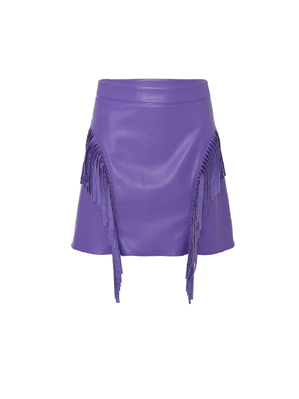 Denim Short Skirts for Trendy -Fringe Faux Suede Mini Skirt