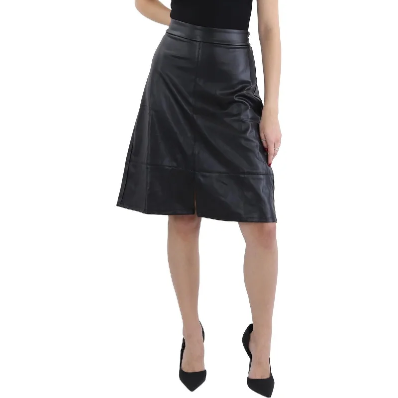 Abstract Short Skirts for Creative -Womens Faux Leather A-Line A-Line Skirt