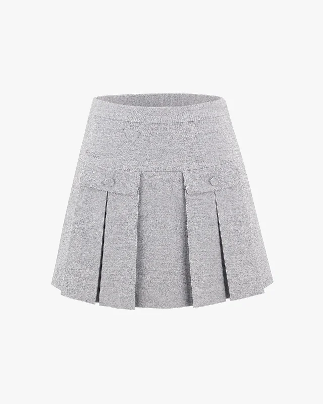 Durable skirts with reinforced seam strength -High-Waist A-line Fleece Skirt - Grey