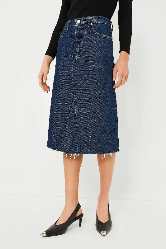 High-waisted skirts with button front detail -Rinse Heavy Denim Midi Skirt