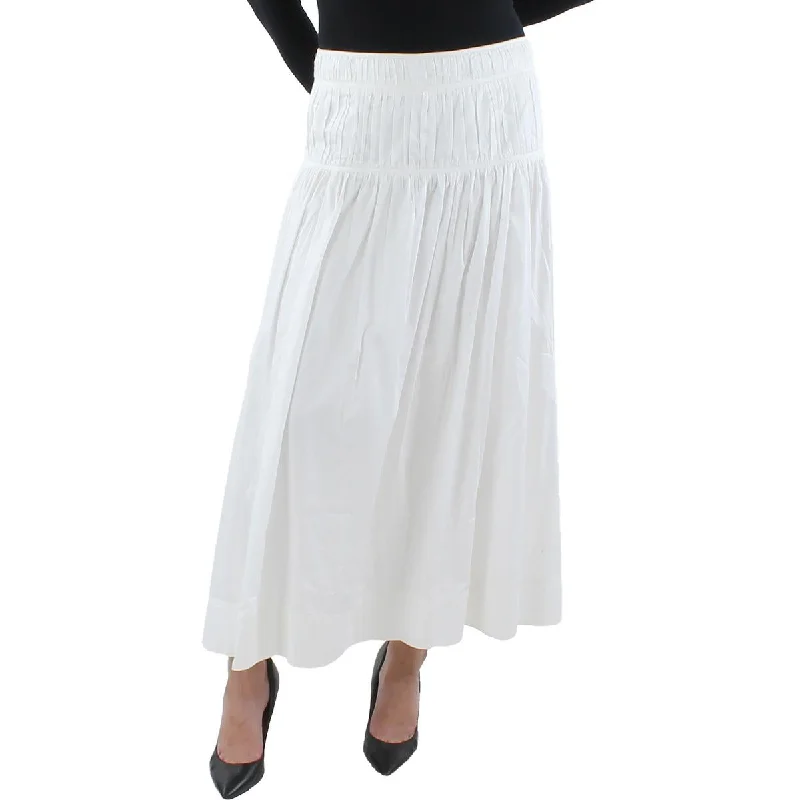 Geometric Long Skirts for Modern -Womens Tiered Midi Pleated Skirt