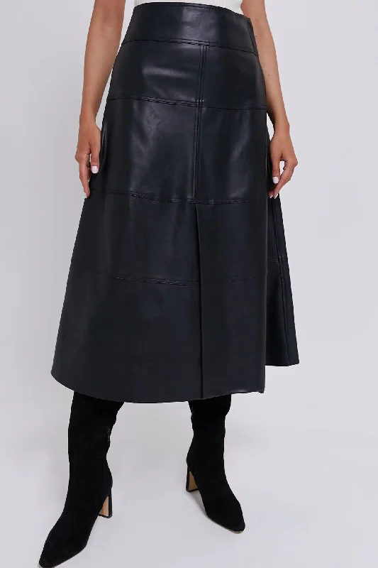 Classic skirts with simple clean lines -Black Leather Lucille Skirt