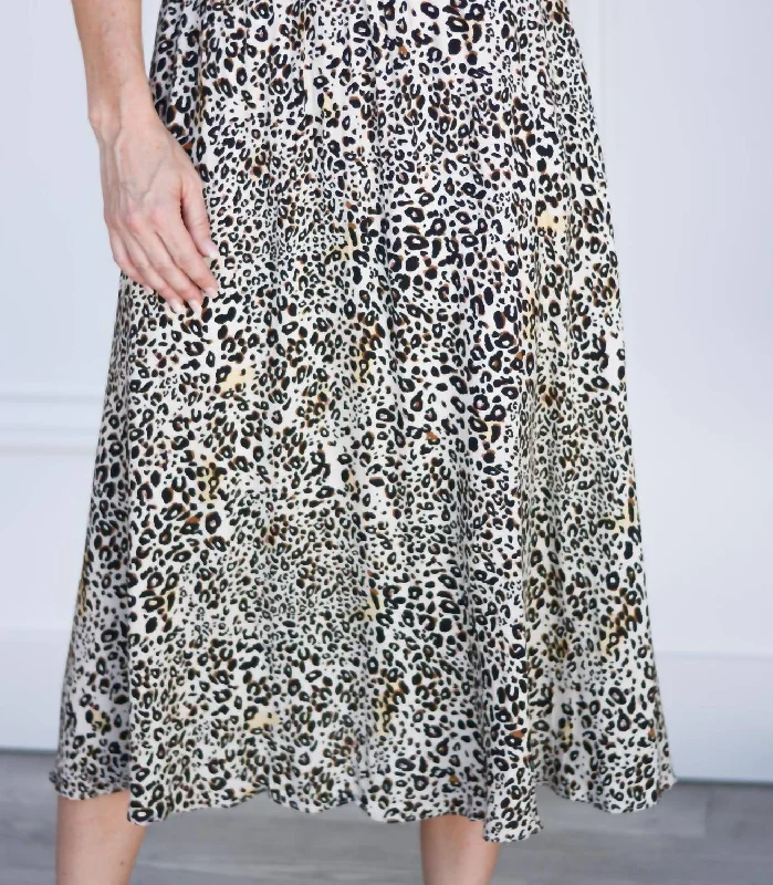 Straight Short Skirts for Simple -The Haven Skirt In Beige Leopard