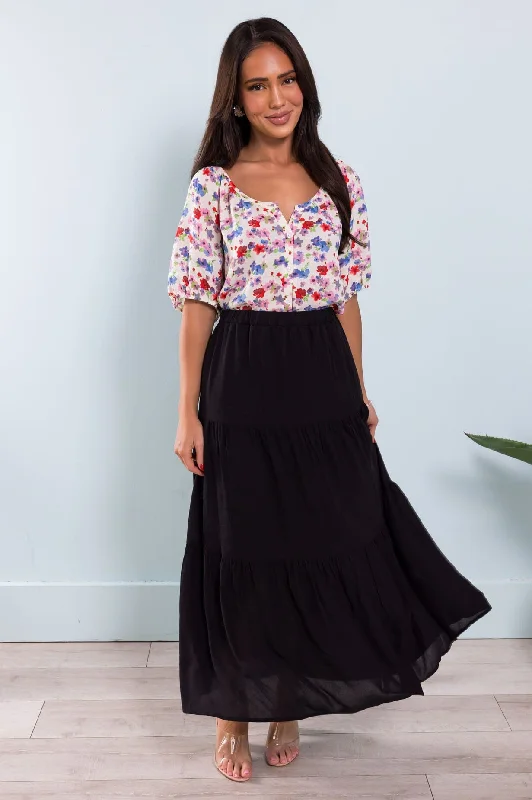 Vintage skirts for retro-inspired fashion vibes -Expressing Your Heart Tiered Skirt