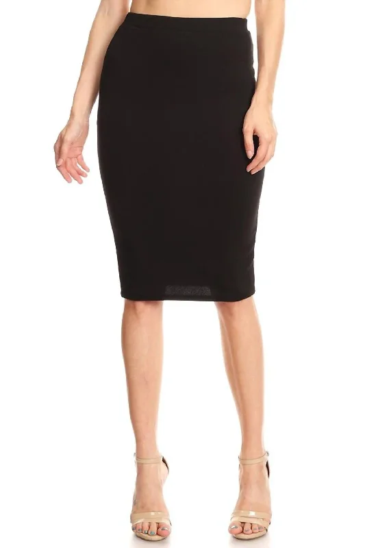 Polyester Short Skirts for Durable -Pencil Skirt In Black