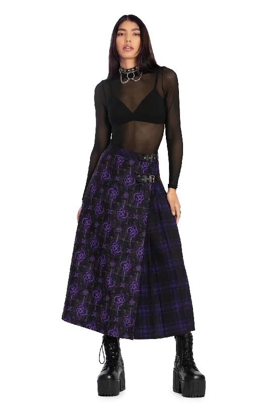 Ruffled skirts for soft romantic appeal -Infinity Snake Midaxi Kilt