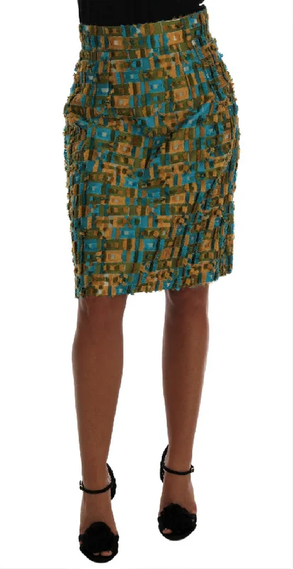 Printed Short Skirts with Patterns -Dolce & Gabbana Elegant  Jacquard High Waist Women's Skirt