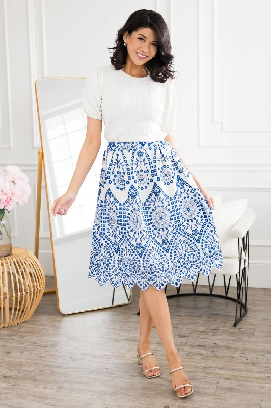 A-line midi skirts for balanced style -First Of Its Kind Embroidery Skirt