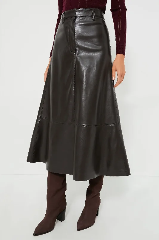 Durable skirts with reinforced seam strength -Chocolate Cassia Leather Skirt