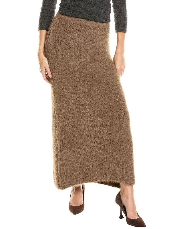 Long Skirts for Resort Wear -Seraphina Fuzzy Eyelash Cashmere-Blend Maxi Skirt