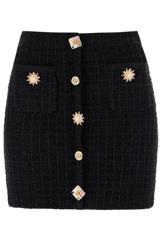 Long Skirts for Graduation -Self Portrait Women's "Knitted Mini Skirt With Jewel Buttons