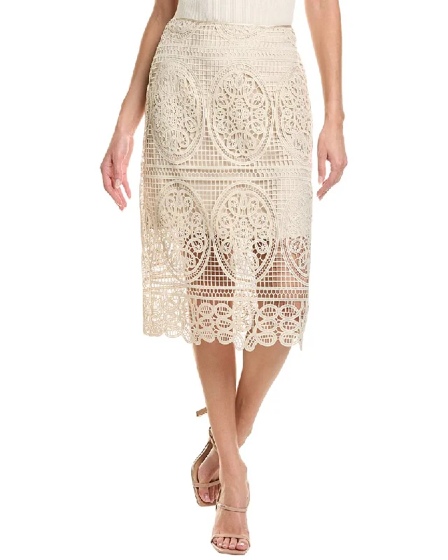 Long Skirts for Shopping Trips -Elie Tahari Silk-Trim Lace Skirt