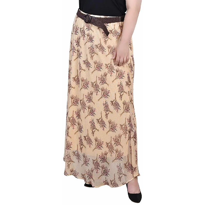 Long Skirts for Travel Adventures -Plus Womens Full Length Printed Maxi Skirt