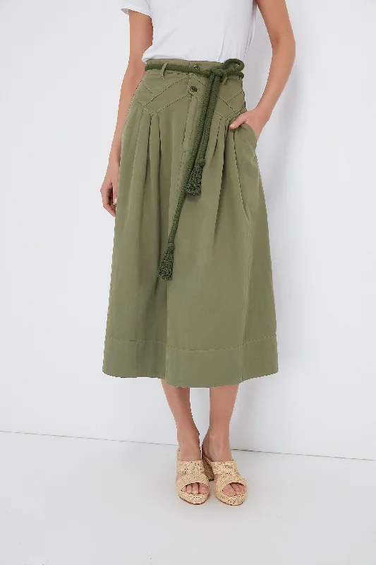 Pleated midi skirts for elegant everyday looks -Army The Field Skirt